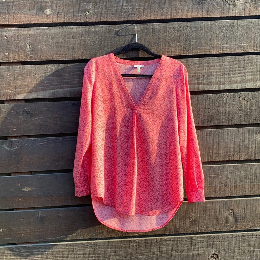 Red floral V-neck Joie blouse